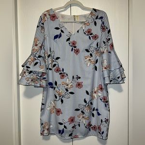 Japna Brand New Bell Sleeve V-Neck Mini Dress